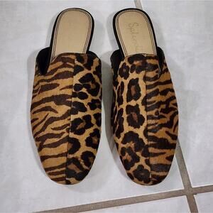 Splendid calf hair zebra and leopard print slides clogs size 8 M